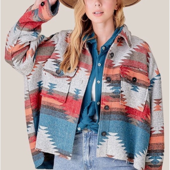 Tribal Aztec Women's Shacket - Picture 6 of 6